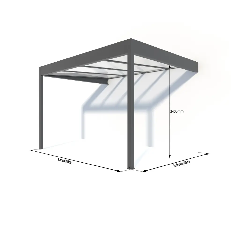 Pergola Sunrise MonoPan (Adossée) (Panneau isolé, 3000mm, 3000mm)